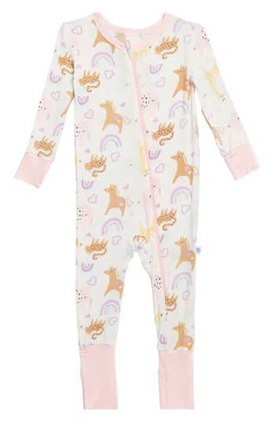 Sleep On It Babies'  Animal Print Fitted One-piece Pajamas In Pink