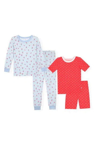Sleep On It Kids'  Assorted 2-pack Print Fitted Two-piece Pajamas In Blue/ Cherry