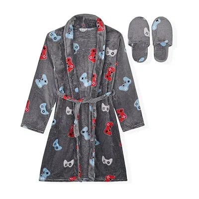 Sleep On It Kids' Boys Long Sleeve Knee Length Robe In Gray