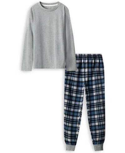 Sleep On It Kids' Boys Plaid 2pc Pajama Pant Set In Gray