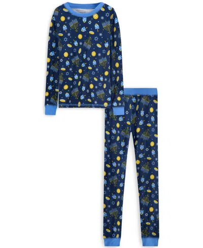 Sleep On It Kids' Boys Tight Fit Hanukkah Pajama 2pc Set In Blue