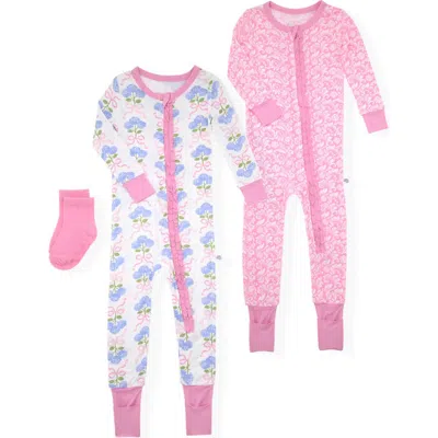 Sleep On It Babies'  Convertible Coverall Pajamas & Socks Set In Multi
