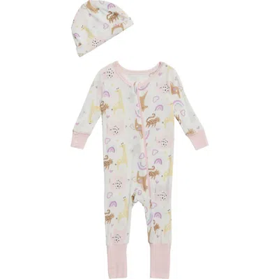 Sleep On It Babies'  Coverall & Hat Set In Ivory Multi