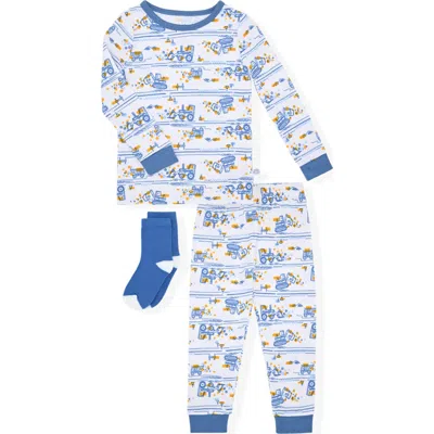 Sleep On It Babies'  Fitted Long Sleeve Two-piece Pajamas & Socks Set In White