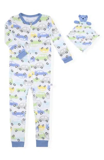 Sleep On It Babies'  Fitted One-piece Pajamas & Teddy Lovie Set In Blue