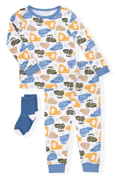 Sleep On It Kids'  Fitted Two-piece Pajamas & Socks Set In Blue