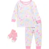Sleep On It Fitted Two-piece Pajamas & Socks Set In Pink