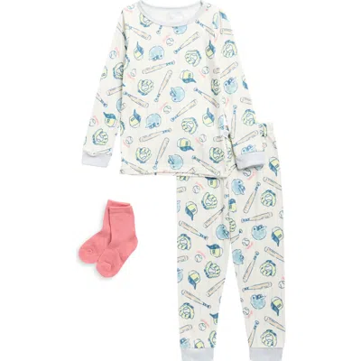 Sleep On It Kids'  Fitted Two-piece Pajamas & Socks Set In Multi