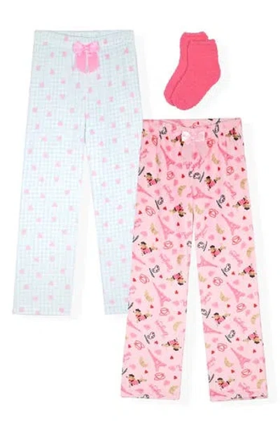 Sleep On It Kids' 2-pack Fleece Pajama Pants & Socks Set In Pink
