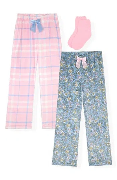Sleep On It Kids' 2-pack Fleece Pajama Pants With Socks In Multi