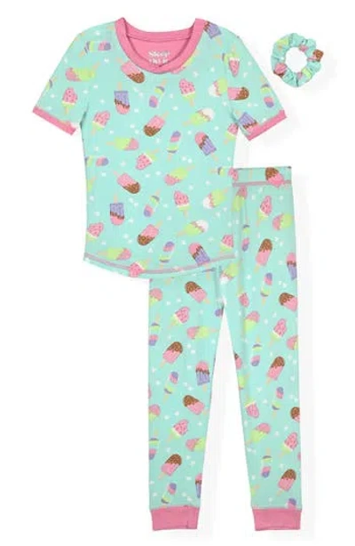 Sleep On It Kids' 2-piece Fitted Pajamas & Scrunchie Set In Blue