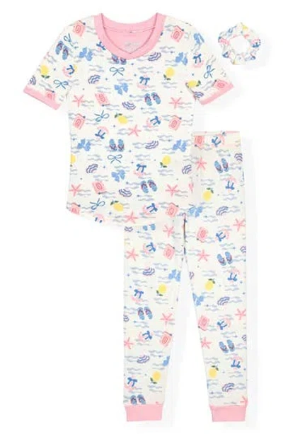 Sleep On It Kids' 2-piece Fitted Pajamas & Scrunchie Set In Multi