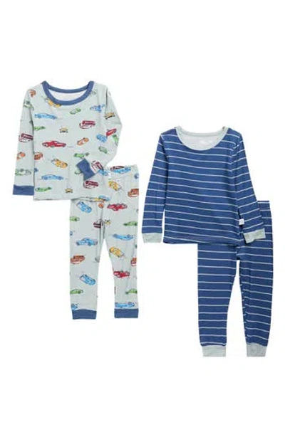 Sleep On It Kids' Assorted 2-pack Print Fitted Two-piece Pajamas In Gray