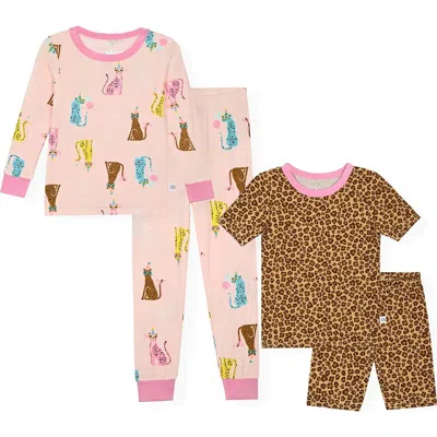 Sleep On It Kids' Assorted 2-pack Print Fitted Two-piece Pajamas In Pink