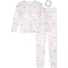 Sleep On It Kids' Fitted Two-piece Hacci Knit Pajamas & Scrunchie Set In Purple