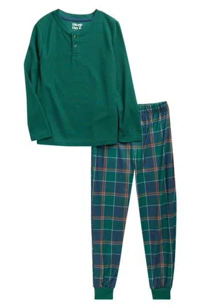 Sleep On It Kids' Fitted Two-piece Pajamas In Green
