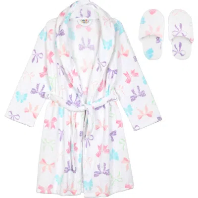 Sleep On It Kids' Fleece Flannel Robe & Slipper Set In Multi