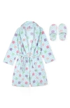Sleep On It Kids' Fleece Flannel Robe & Slipper Set In Multi