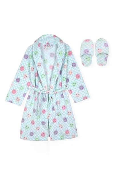 Sleep On It Kids' Fleece Flannel Robe & Slipper Set In Multi