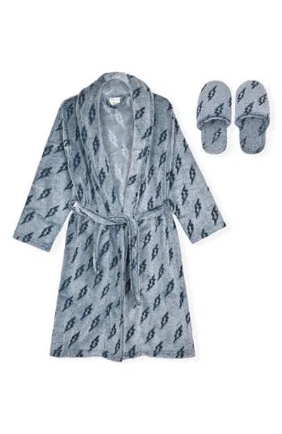 Sleep On It Kids' Fleece Robe & Slippers Set In Blue