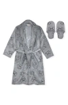 Sleep On It Kids' Fleece Robe & Slippers Set In Gray