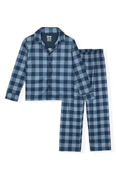 Sleep On It Kids' Plaid Check Long Sleeve Pajamas In Blue
