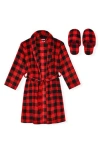 Sleep On It Kids' Plaid Fleece Robe & Slipper Set In Red