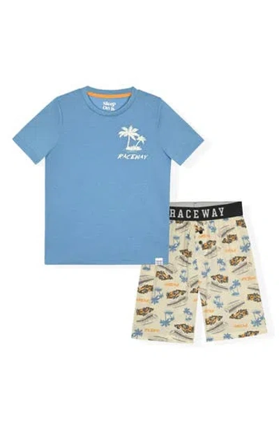 Sleep On It Kids' Raceway Two-piece Pajamas In Blue