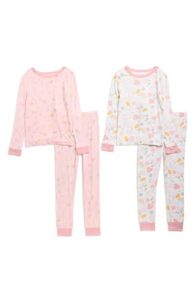 Sleep On It Kids' Snug Fit 4-piece Pajamas In Pink