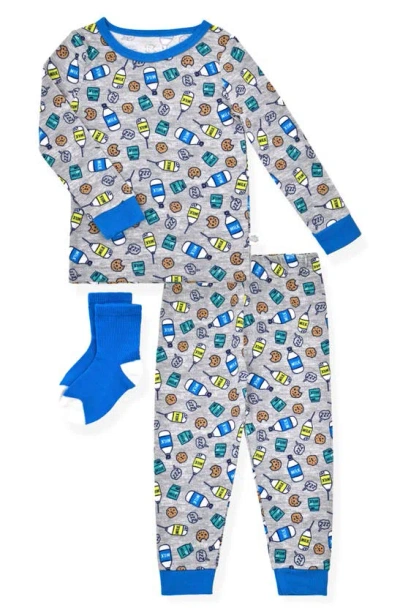 Sleep On It Kids' Snug Fit Milk & Cookies Pajamas & Socks In Gold