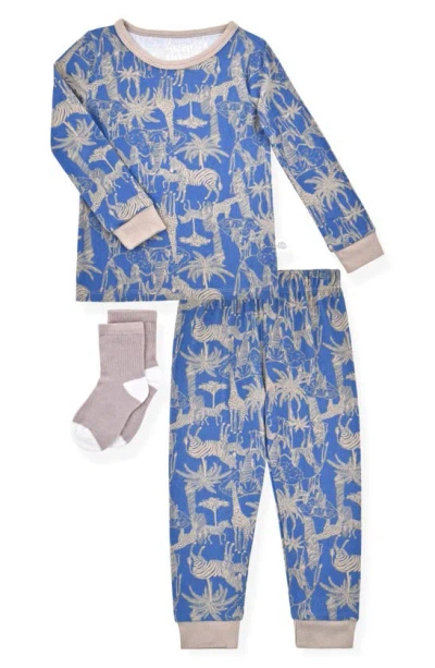 Sleep On It Kids' Snug Fit Safari Pajamas & Socks In Blue