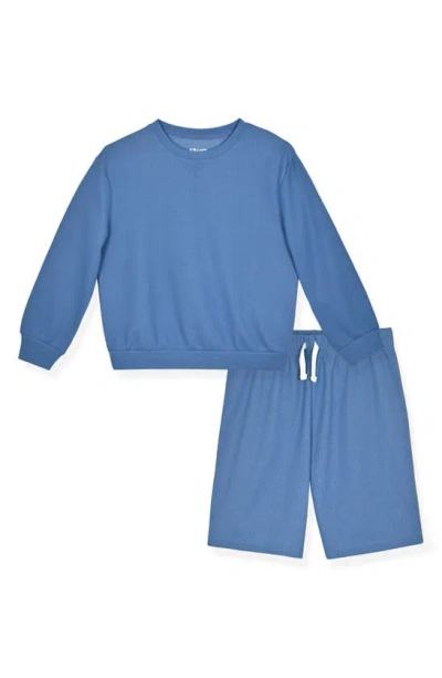 Sleep On It Kids' Textured Jersey Short Pajamas In Blue