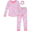 Sleep On It Kids' Tight Fit Long Pajamas & Scrunchie Set In Purple