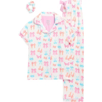Sleep On It Kids' Two-piece Coat Pajamas & Scrunchie Set In Pink