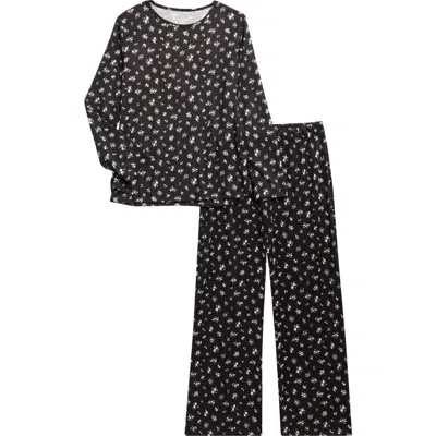 Sleep On It Kids' Two-piece Rib Pajamas In Black