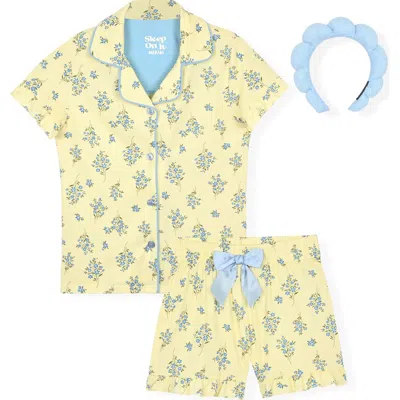 Sleep On It Kids' Two-piece Coat Short Pajamas & Headband Set In Brown