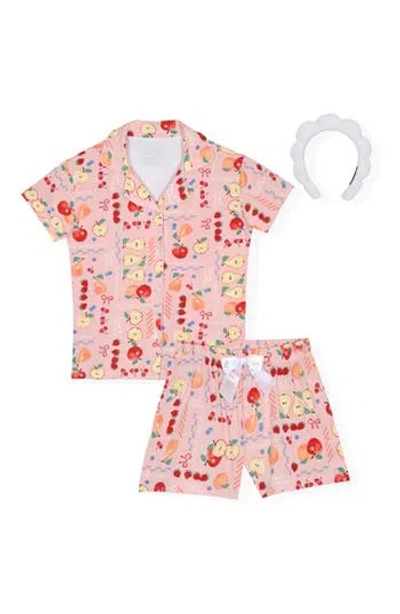 Sleep On It Kids' Two-piece Short Pajamas & Headband Set In Pink