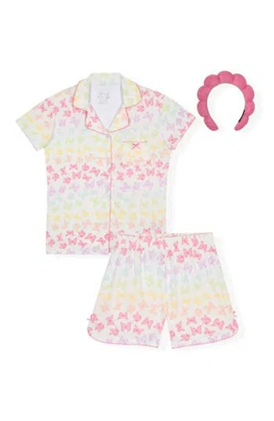 Sleep On It Kids' Two-piece Short Pajamas & Headband Set In White