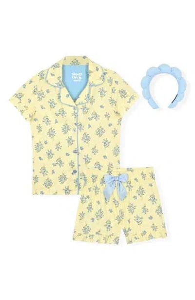 Sleep On It Kids' Two-piece Short Pajamas & Headband Set In Yellow