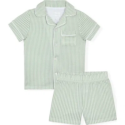 Sleep On It Kids' Two-piece Short Pajamas & Scrunchie Set In Green