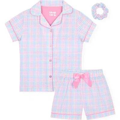 Sleep On It Kids' Two-piece Short Pajamas & Scrunchie Set In Multi