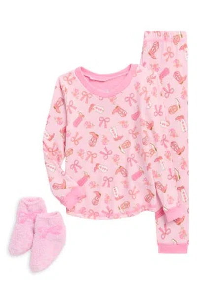 Sleep On It Kids' Western Pajamas & Socks Set In Pink