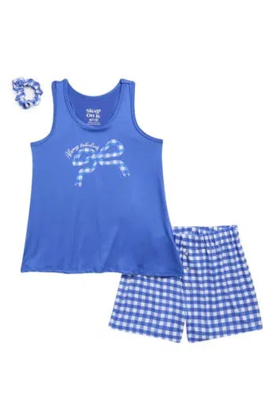 Sleep On It Kids' Yummy 2-piece Shorts Pajamas & Scrunchie Set In Blue