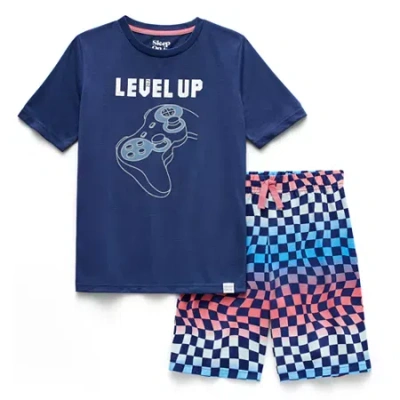 Sleep On It Little & Big Kid Boys Crew Neck Short Sleeve 2-pc. Pajama Set In Blue