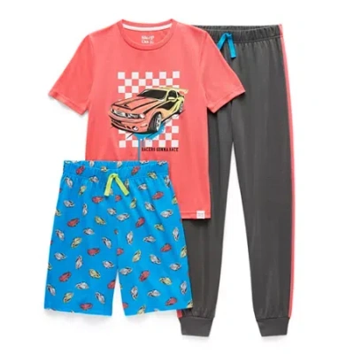 Sleep On It Little & Big Kid Boys Crew Neck Short Sleeve 3-pc. Pajama Set In Multi