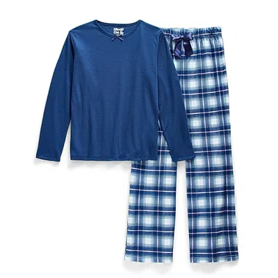 Sleep On It Little & Big Kid Girls Crew Neck Long Sleeve 2-pc. Pajama Set In Blue