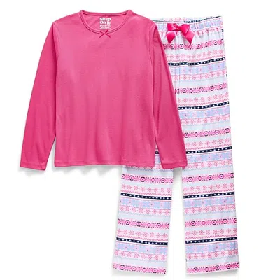 Sleep On It Little & Big Kid Girls Crew Neck Long Sleeve 2-pc. Pajama Set In Transparent