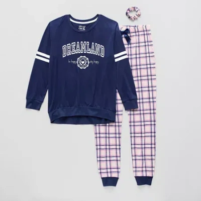 Sleep On It Little & Big Kid Girls Crew Neck Long Sleeve 3-pc. Pajama Set In Multi