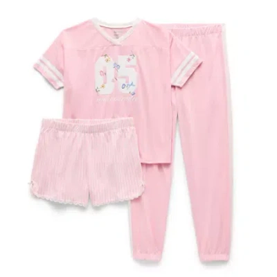 Sleep On It Little & Big Kid Girls V-neck Short Sleeve Pajama Set In Pink