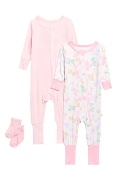Sleep On It Babies'  Set Of 2 Assorted Pajamas & Socks Set In Pink